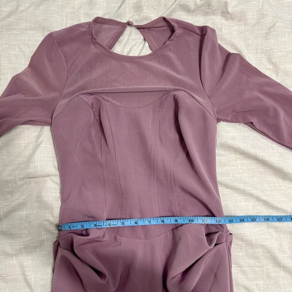 NWOT! ASOS Design Mauve Corset Mesh Sleeves Drape Mini Dress Size 4 - Picture 10 of 11
